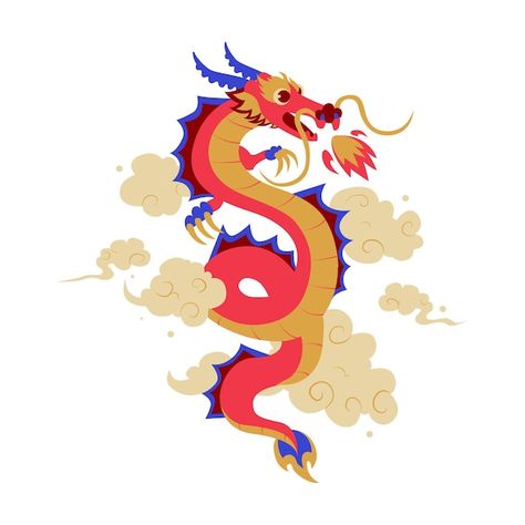 Drawn Dragon, Dragon Chinese, Dragon Illustration, Vector Hand, Premium Vector, Hand Drawn, Vector Illustration