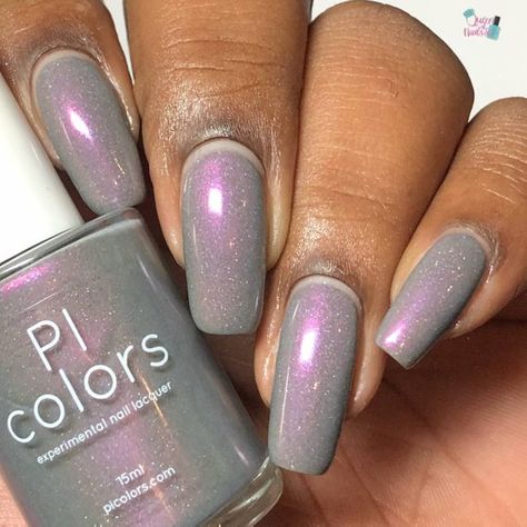 Cirrus.118 Gray Purple Nail Polish with Holographic Glitter | Etsy Pink Grey Nails, Gray Nail Polish, Holographic Nail Designs, Gray Nail, Grey Nail Polish, Purple Nail Polish, Purple Nail, Gray Nails, Almond Acrylic Nails