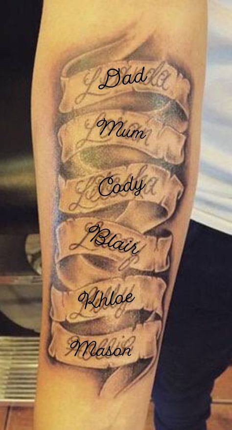 Family Name Tattoos For Men, Multiple Name Tattoos, Children Name Tattoos, Children Name Tattoo, Family Tattoos For Men Forearm, Kids Name Tattoos For Men, Name Tattoo Ideas For Women, Family Names Tattoo, Name Tattoos Ideas