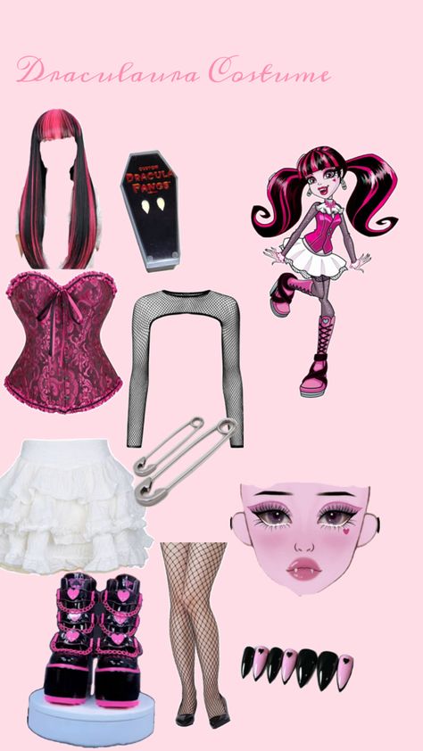 Moster High Halloween Ideas, Dracula And Clawdeen Halloween Costume, Duo Outfits For Halloween, Claudine And Draculaura Costume, Cute Black Halloween Costumes, Dramatic Halloween Costumes, Draculara Inspired Outfits, Draculora Halloween Costumes, Fun Costume Ideas For Women