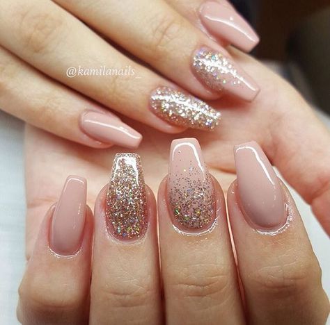 Quinceanera Nails, Blush Nails, Almond Acrylic Nails, Wedding Nails Design, Nail Art Wedding, Prom Nails, Coffin Nails Designs, Gold Nails, Cute Acrylic Nails