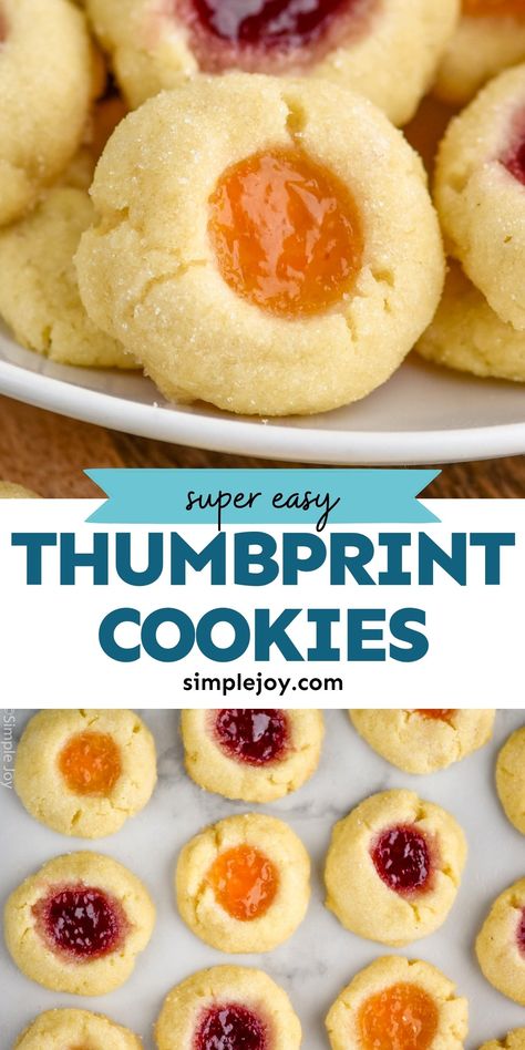 Thumbprint Cookies are perfect bites of deliciousness. Easy to make with a melt in your mouth dough, these cookies are tiny drops of heaven. Walnut Thumbprint Cookies Recipe, Forgotten Cookies Recipe, Best Thumbprint Cookies, Thumbprint Cookies Easy, Jello Cookies, Forgotten Cookies, 3 Ingredient Cookies, Holiday Sugar Cookies, Jelly Cookies