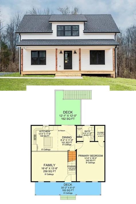 1,400 Sq Ft Country-Style Two-Story Cottage House Plan with 3-Bedroom Tiny House Two Story Home Plans, 1400 Sq Ft Two Story House Plans, 1400 Sq Ft Floor Plans, 1200 Sq Ft House Plans With Loft, 3 Bedroom 1000 Sq Ft House Plans, 3 Bedroom Home Floor Plans 1400 Sq Ft, Rectangle House Plans Two Story, Open Concept 2 Story House Plans, 3 Bedroom Home With Loft