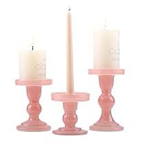 Pilar Candles, Tea Lights Centerpieces, Pink Candle Holders, Amazon Decor, Elegant Centerpieces, Glass Candle Holder, Taper Candle Holders, Pillar Candle Holders, Candle Holder Set