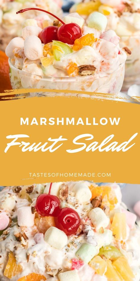 This Ambrosia salad is bursting with fruit, marshmallows and fluffy cream. It is a marshmallow fruit salad that comes together in minutes and can be served as a side or dessert. Easter Fruit Salad, Marshmallow Fruit Salad, Fruit Cocktail Salad, Marshmallow Salad, Fruit Salad With Marshmallows, Easter Fruit, Ambrosia Fruit Salad, Fruit Desert, Marshmallow Desserts