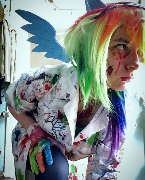 By a user named ~rainbow dash~ on Equestria Unofficial Fan Club Rainbow Factory Rainbow Dash, Acidwave Aesthetic, Rainbow Dash Halloween Costume, Rainbow Dash Cosplay, Planning 2025, Mlp Outfits, Rainbow Factory, Mlp Cosplay, Halloween Duos