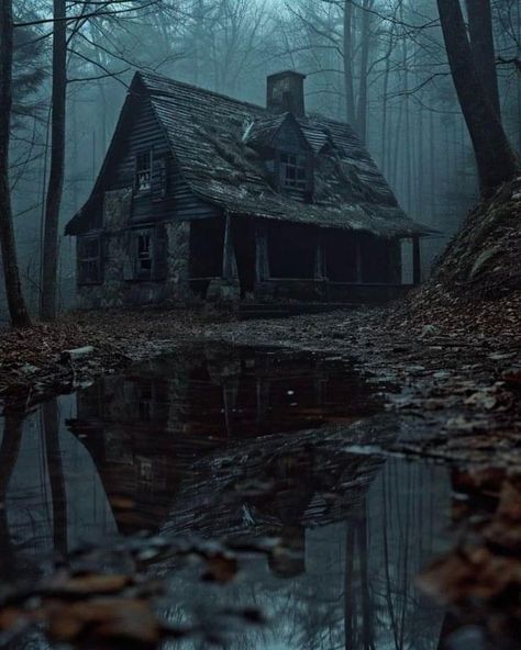 Abandoned Building In Forest, Abandoned Houses In The Woods, Dark Forest House, Apocalypse Home, Dark Appalachia, Appalachia Folklore, Dark Wood House, Abandoned Cabin In The Woods, Dark Woods Aesthetic