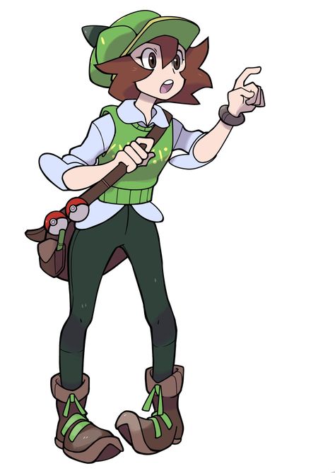 Pokemon Researcher Oc, Pokemon Bug Trainer, Pokemon Trainer With Pokemon, Pokémon Trainer Base, Pokemon Character Base, Grass Pokemon Trainer, Pokemon Trainer Oc Art, Pokemon Characters Design, Pokemon Trainer Sona