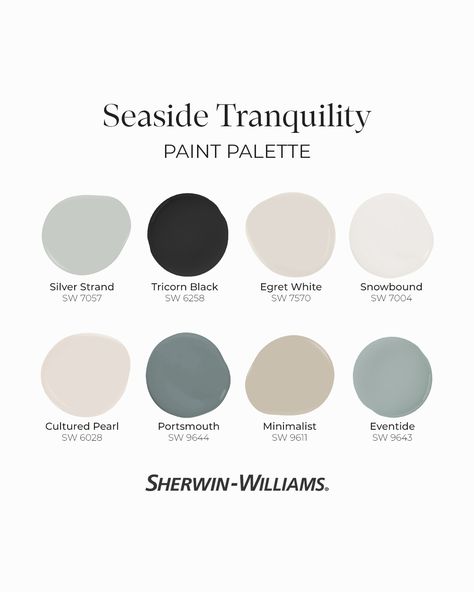 Calming Sherwin Williams Paint Colors, Eventide Sherwin Williams, Sherwin Williams 2024 Color Trends, Coastal Farmhouse Paint Colors, Wood Paneling Makeover, Calm Coastal, Paneling Makeover, Georgia House, Painted Kitchen Cabinets Colors