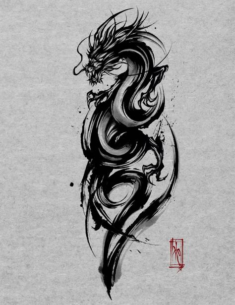 Black Dragon Tattoo, Dragon Tattoo Drawing, Brain Tattoo, Tier Tattoo, Dragon Tattoo Art, Boho Tattoos, Bunny Tattoos, Bone Tattoos, Blossom Tattoo