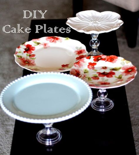 Diy Cake Plate, Dollar Store Candlesticks, Cake Plates Diy, Diy Cake Stand, Cake Diy, Dessert Aux Fruits, Plates Diy, Cake Stands, Diy Cake