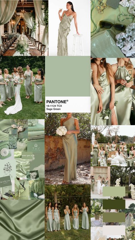 Sage Green Coastal Wedding, Sage Green Bridal Party Color Palettes, Pale Green Wedding Theme, Green Wedding Theme Summer, Sage Green Wedding Aesthetic, Moss Green Wedding Theme, Sea Glass Green Wedding, Sage Green Beach Wedding, Green Color Palette Wedding