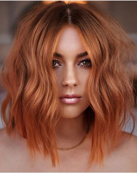 Bright Copper Hair, Red Balayage Hair, Hello Hair, Diy Hair Color, Amazing Hairstyles, Ginger Hair Color, Choppy Hair, Lob Hairstyle, Pretty Hair Color