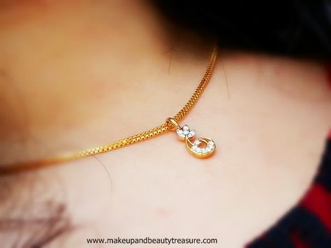 Tanishq 18K Gold Floral Pendant Review | Makeup and Beauty Treasure Baby Chain Designs Gold, Simple Gold Pendent Designs, Chain With Pendant Gold, Pendant Set Designs, Tanishq Jewellery, Small Gold Chain, 22k Gold Chain, Gold Neck Chain, Simple Gold Chain