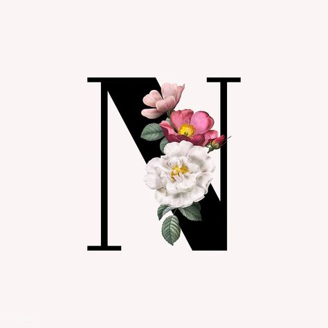 Classic and elegant floral alphabet font letter N vector | free image by rawpixel.com Alphabet Font, Floral Alphabet, Letter N, Elegant Floral, Premium Vector, Alphabet, Floral, Design