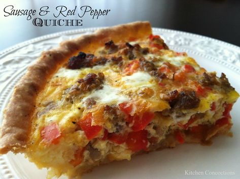 Quiche Sausage, Breakfast Quiche Sausage, Pepper Quiche, Rv Cooking, Sausage Quiche, Onion Quiche, Sausage Peppers And Onions, Breakfast Quiche Recipes, Breakfast Eggs