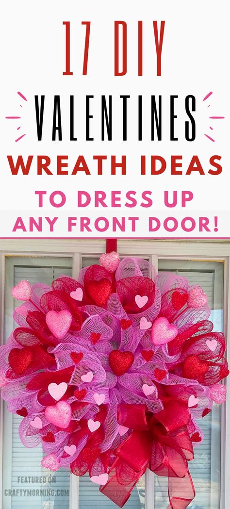 DIY VALENTINES WREATH IDEAS- dress up your porch or front door with these easy Valentine's Day wreaths! Simple ideas to make or sell. Ideas from the dollar store or dollar tree. Valentine Day Wreaths Front Doors, Valentines Wreath Ideas Front Doors, Dollar Tree Valentines Wreath, Diy Valentines Wreath, Heart Wreath Frame, Heart Wreath Diy, Teacher Wreaths, Diy Valentines Day Wreath, Valentine Wreath Diy