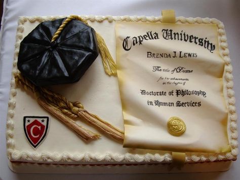 Phd Cake Ideas, Masters Degree Cake, Masters Graduation Cake, Phd Graduation Cake, Phd Cake, Dnp Graduation, Phd Party, Degree Cake, Degree Party