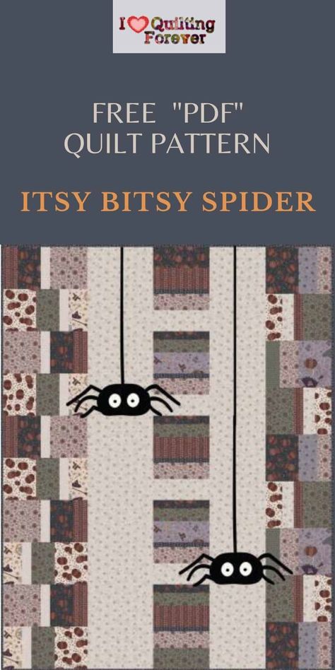 Spider Quilt, Irish Chain Quilt Pattern, Halloween Quilt Patterns, Halloween Spider Decorations, Halloween Quilt, Irish Chain Quilt, Itsy Bitsy Spider, Beginner Quilt Patterns, Free Quilt Patterns