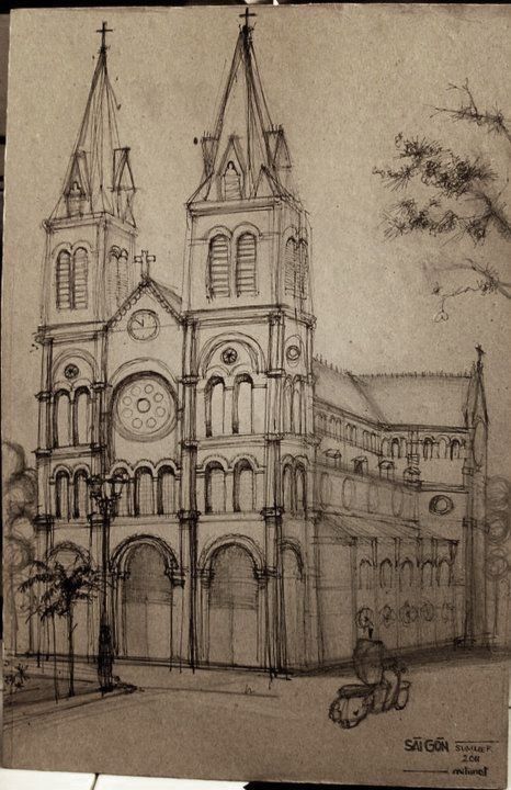 Notre Dame Drawing, Monument Sketch, Paint On Canvas For Beginners, 3 Canvas Art, Vietnam Art, Business Model Canvas, Large Canvas Painting, Canvas For Beginners, Small Canvas Paintings