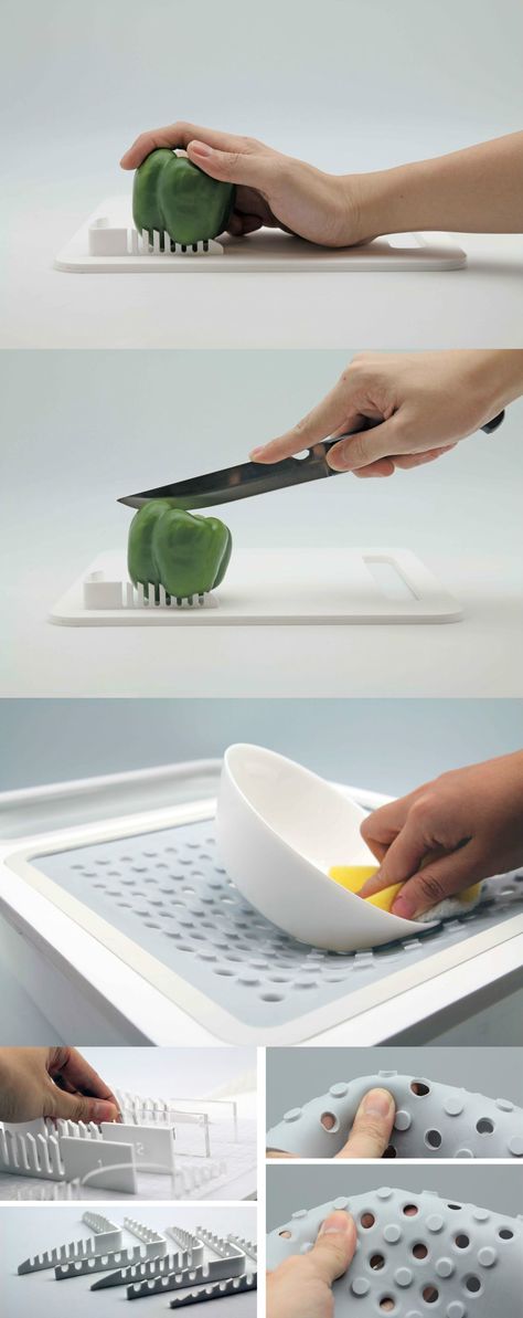 Oneware is a set of kitchen apparatuses for one-handed people who still want to or need to cook | Read Full Story at Yanko Design Smart Inventions, Adaptive Devices, Adaptive Tools, Adaptive Equipment, Future Kitchen, Drone Design, Genius Ideas, Assistive Technology, Tools Kitchen