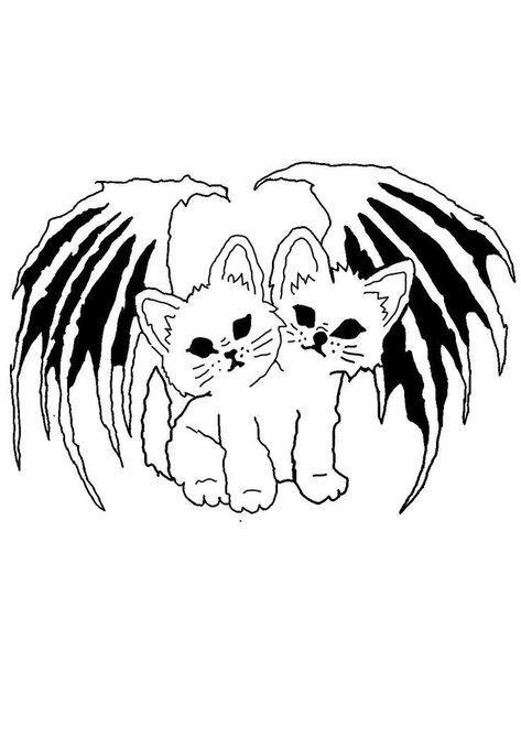 Tattoo Stencils Grunge, Two Headed Cat Tattoo, Tato Grunge, Stammestattoo Designs, 4 Tattoo, Creepy Tattoos, Spooky Tattoos, Tattoo Stencil Outline, Tattoo Style Drawings