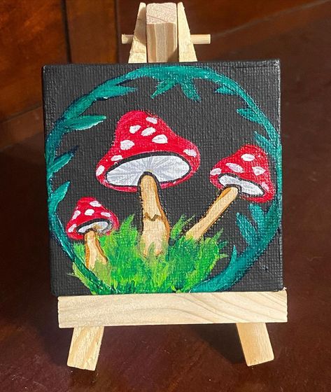 Avlis Rose on Instagram: “🍄Little Mushrooms🍄 #mushrooms #mushroom #mushroompainting #paint #painting #paintings #art #artsy #artwork #cottagecore #acrylicpainting…” Mushroom Painting Easy, Themed Paintings, Mushroom Painting, Cute Easy Paintings, Tiny Canvas, Mushroom Paint, Paintings Art, Paint Painting, Easy Paintings