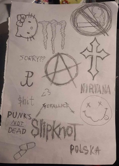 Easy Drawings Graffiti, Grunge Easy Drawings, Grunge Drawings Easy, Things To Draw On Your Arm Easy, Grunge Drawing Ideas Easy, Grunge Art Easy, Graffiti Drawing Sketches Ideas, Doodle Ideas Grunge, Skull Drawing Easy