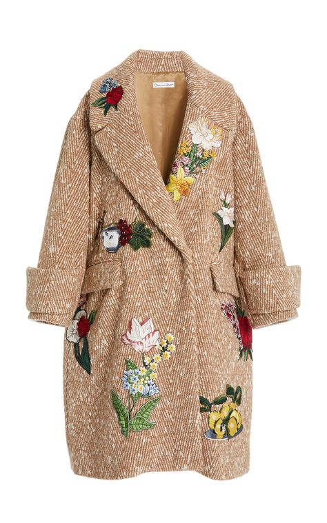 Wool-Blend Patchwork Coat by OSCAR DE LA RENTA for Preorder on Moda Operandi Mode Mantel, Patchwork Coat, Wool Blend Coat, Moda Vintage, Mode Inspiration, Printed Mini Dress, Outfits Casuales, Moda Operandi, Look Fashion