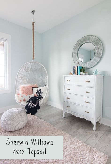 Sherwin Williams 6217 Topsail Coastal aqua paint color Girls Room Paint Colors, Kids Bedroom Paint Colors, Girls Bedroom Paint Colors, Aqua Paint Colors, Girls Bedroom Paint, Girls Room Paint, Gray Paint Colors, Girls Bedroom Colors, Aqua Paint