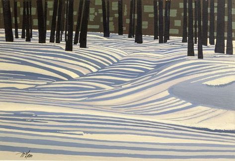 Snow Pattern, Bayfield, 1970 Jack McLaren (Canada,1895 - 1988 ) Snow Pattern, John Wilson, Rest House, Snowy Forest, Forest Floor, Canadian Art, Easy Watercolor, Mini Canvas Art, Canadian Artists