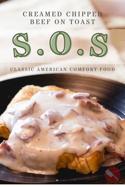 S.o.s Recipe, Creamed Chipped Beef On Toast, Chipped Beef On Toast, Beef On Toast, Sos Recipe, Military Food, Creamed Chipped Beef, Meat Meals, Chipped Beef