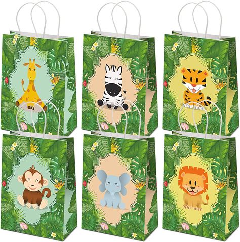 Gersoniel 24 Pieces Safari Goodie Bag Safari Jungle Party Favor Bags with Handles for Kids Birthday Jungle Woodland Gift Bags for Birthday Party Baby Shower... Woodland Animals Party Favors, Jungle Party Favors, Woodland Animals Party, Animal Party Favors, Nephew Birthday, Safari Jungle, Jungle Party, Baby Shower Party Supplies, Baby Shower Party