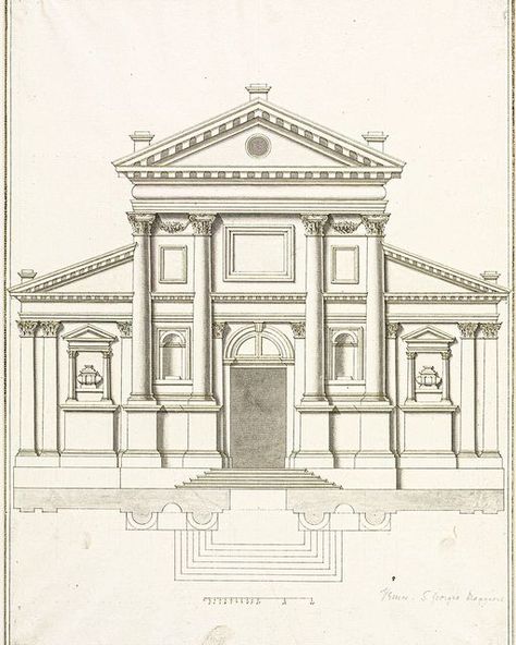 Greek Arch, Drawing Forms, Neo Classical Architecture, Present Drawing, San Giorgio Maggiore, Architecture Drawing Presentation, Nha Pho, Andrea Palladio, Interior Architecture Drawing