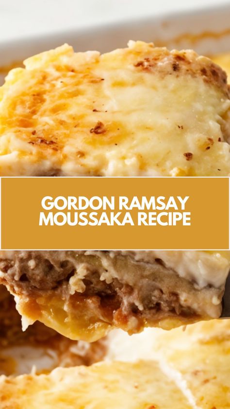 This delicious Moussaka recipe is a rich and creamy Greek classic, perfect for a comforting meal. It combines layers of tender eggplant, flavorful ground beef, and a velvety béchamel sauce, all baked to golden perfection. You can easily adapt it with common ingredients, making it a simple yet satisfying dish for any occasion. Eggplant Moussaka Recipe, Eggplant Moussaka, Gordon Ramsey Recipes, Nordic Recipe, Béchamel Sauce, Moussaka Recipe, Gordon Ramsay Recipe, 2023 Food, Chefs Recipes