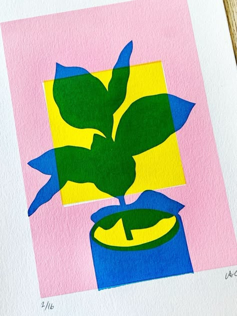 Layered House Plant A4 Screen Print - Etsy UK Multi Color Screen Printing, Cool Screen Prints, Cute Plant Illustration, Screen Print Pattern, Cmyk Screen Print, Layered Screen Printing, Simple Screen Print, Simple Screen Printing Ideas, Screen Print T Shirt