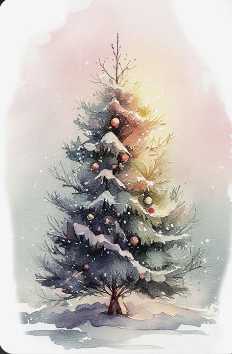 Poster Natal, Beauty Of Winter, Christmas Tree Drawing, Christmas Wallpaper Free, Watercolor Postcard, Merry Christmas Pictures, Watercolor Winter, Christmas Illustrations, Christmas Tree Art