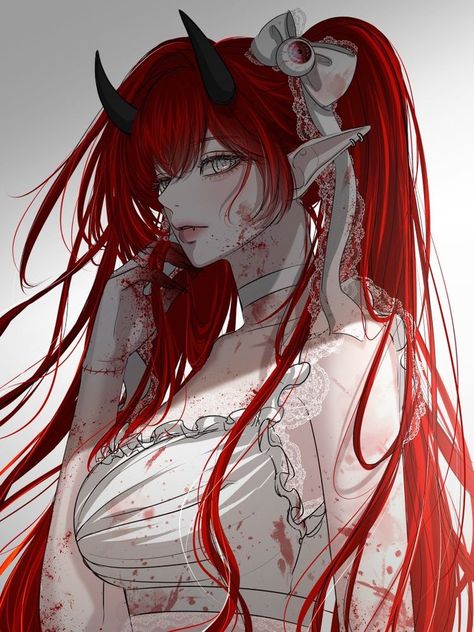 Demon Girl Art, Devil Aesthetic, Female Demons, Scary Animals, Halloween 3, Anime Devil, Demon Girl, Demon Art, My Works