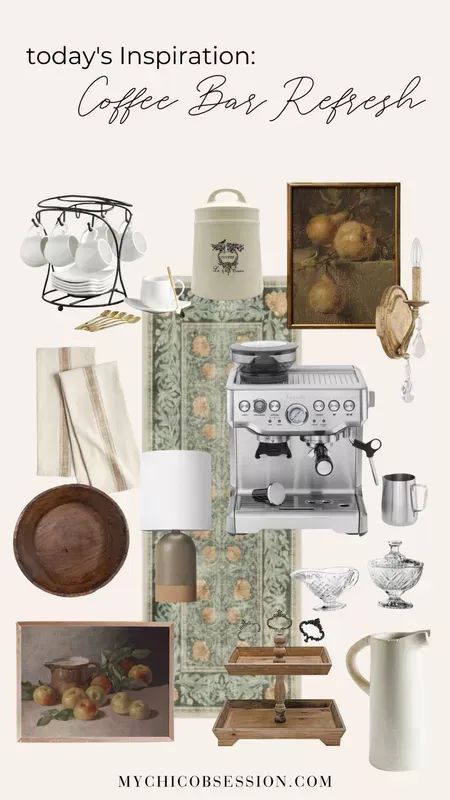 Sometimes a few pieces are all you need for a little decor refresh! Here are a few French country style pieces for your coffee bar. #LTKhome #LTKFind French Coffee Bar, French Country Coffee Bar, Coffee Station Ideas Countertop, European Coffee, Bar Shelf, French Coffee, Mini Table Lamps, Coffee Corner, Mini Table