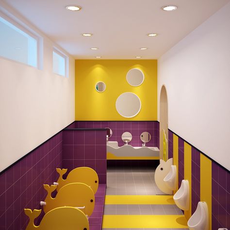 Daycare Toilet Design, Creche Interior Design, Kindergarten Bathroom Design, Daycare Restroom Ideas, Preschool Bathroom Ideas, Creche Design Day Care, Kids Toilet Design, Daycare Bathroom Ideas, Kindergarten Toilet