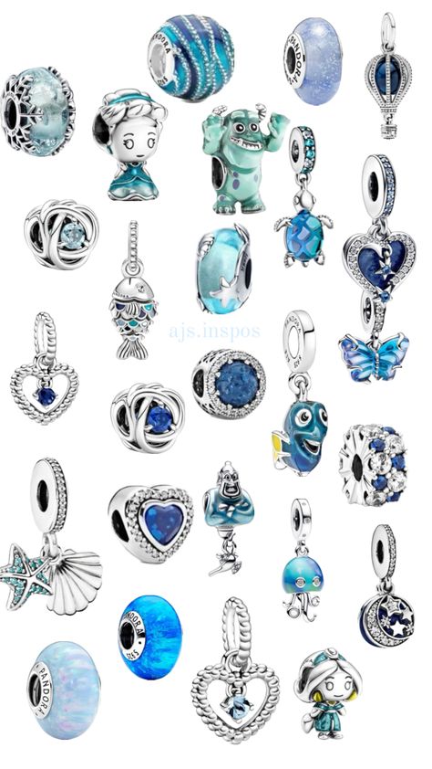 Pandora Bracelet Charms Ideas, Pandora Bracelet Designs, Pandora Blue, Pandora Jewelry Charms, Blue Charm, Pandora Bracelet Charms, Jewelry Lookbook, Charm Rings, Cute Bracelets