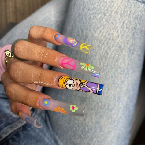 @rubythenailfairy’s Instagram profile post: “the tide is high but im holding on🤍 who else grew up watching lizzie mcguire?💗🌸 @bellacielonailsupply Boujee Tips code: FAIRY10” Lizzy Mcguire Nails, Lizzie Mcguire Nails, Long Acrylic Nails Coffin, Long Acrylic, Lizzie Mcguire, Acrylic Nails Coffin, Nails Coffin, Long Acrylic Nails, Nail Tech