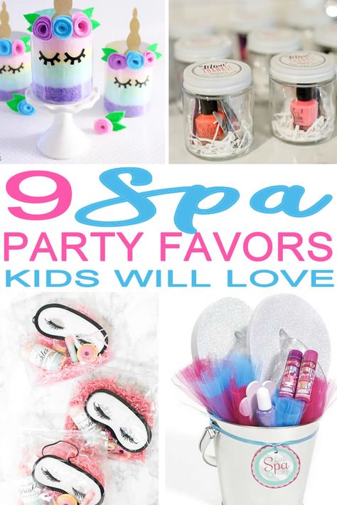 Spa Party Favors! 9 spa party favor ideas for a spa theme party! Kids will love to take home any one of these spa favors. Goodie bags, candy,  DIY party favor bags and more. Gret for birthdays, baby showers, bridal showers and girls weekend parties too! Get the coolest, best and most amazing spa party favor ideas now! Salon Birthday Party Ideas Kids, Spa Party Ideas For Girls Birthday, Spa Themed Birthday Party, Spa Party Activities, Girls Makeup Party, Diy Spa Party, Spa Sleepover, Spa Day Party, Spa Party Favors