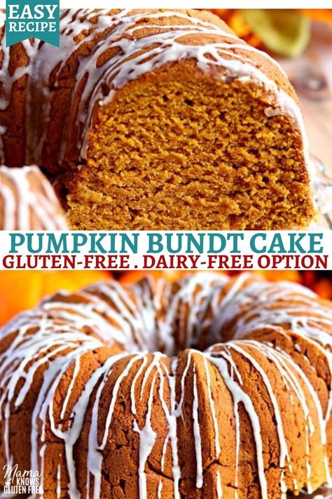 Dairy Free Pumpkin Cake, Dairy Free Pumpkin Dessert, Gluten Free Bundt Cake, Mama Knows Gluten Free, Moldy Bread, Gluten Free Pumpkin Cake, Gluten Free Pumpkin Recipes, Pumpkin Bundt, Gluten Free Cake Recipe