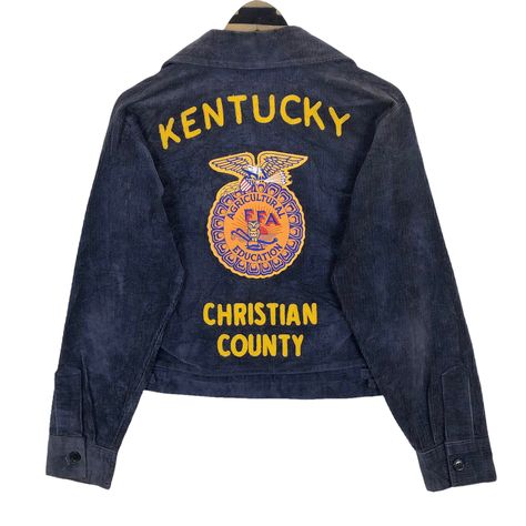 Excited to share this item from my #etsy shop: Vintage 80s 90s Kentucky Christian County FFA Agricultural Education Corduroy Jacket Big Logo Embroidery Light Jacket Streetwear Size 36 Ffa Logo, Ffa Jacket, Embroidery Light, Colour Full, Urban Cowboy, Jacket Streetwear, Retro Fits, Club Sweatshirts, Purple Colour