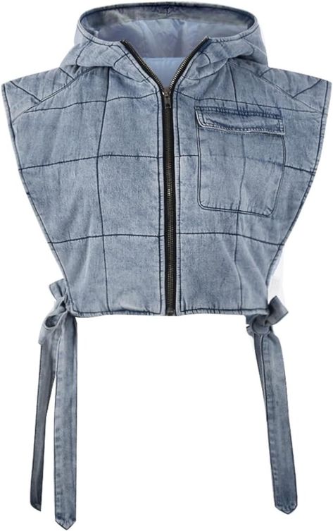 Novaorily Womens Causal Sleeveless Hooded Denim Vest Zipper Padded Vest Relax Fit Jean Outwear Cropped Vest Jacket (as1, alpha, l, regular, regular, Blue) at Amazon Women's Coats Shop Vest Zipper, Boyfriend Denim Jacket, Jeans And Hoodie, Jean Jacket For Girls, Sleeveless Puffer, Padded Vest, Chic Jeans, Womens Puffer Vest, Jean Vest