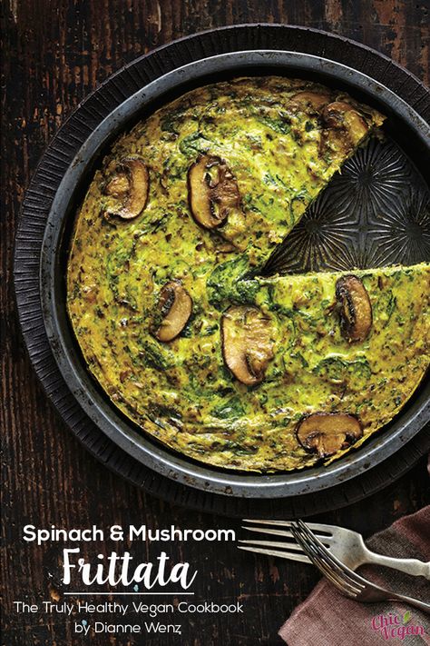 Spinach Mushroom Frittata, Vegan Frittata, Mushroom Frittata, Spinach And Mushroom, Vegan Spinach, Spinach Mushroom, Brunch Dishes, Vegan Cookbook, Spinach Stuffed Mushrooms