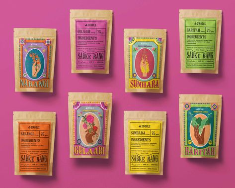 Sabke Rang – Packaging Of The World Indian Graphic Design, Indian Retro, Spices Packaging, Indian Museum, India Live, Tea Packaging Design, Folk Stories, Indian Illustration, Fairs And Festivals