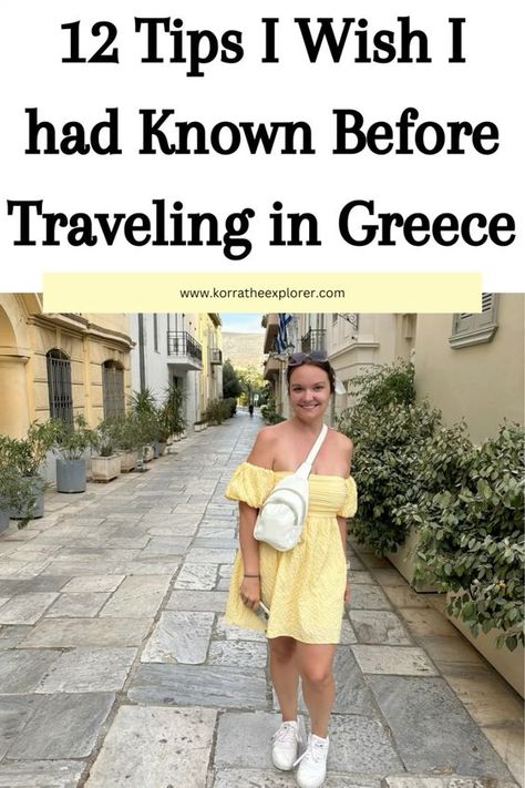 12 tips I wish I had known before traveling in Greece! Tips and tricks for planning a trip to Greece Packing List For Greece In October, Greece Tourist Outfit, Packing List For Greece In September, Travel To Greece Outfits, Greece September Outfits, Athens Greece Outfit Fall, Fall In Greece Outfits, What To Pack For Greece In September, What To Pack For Greece In October