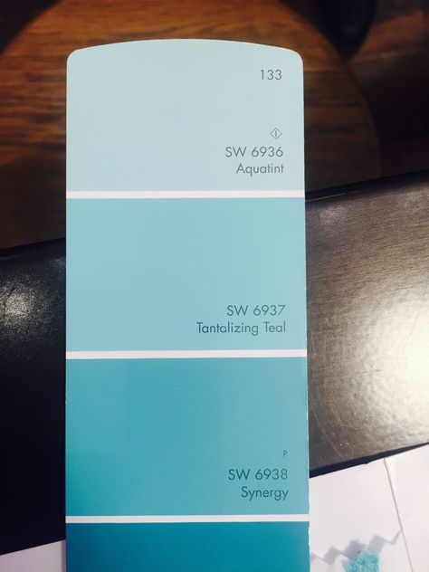 Three of the walls in Jenna's room are aquatint and one is Tantalizing Teal. These were from the Sherwin Williams PB Teen collection. Best Teal Paint Color Sherwin Williams, Interesting Aqua Sherwin Williams, Tantalizing Teal Sherwin Williams, Sherwin Williams Tantalizing Teal, Behr Venus Teal, Teal Zeal Paint Color, Teal Rooms, Pb Teen, Den Ideas